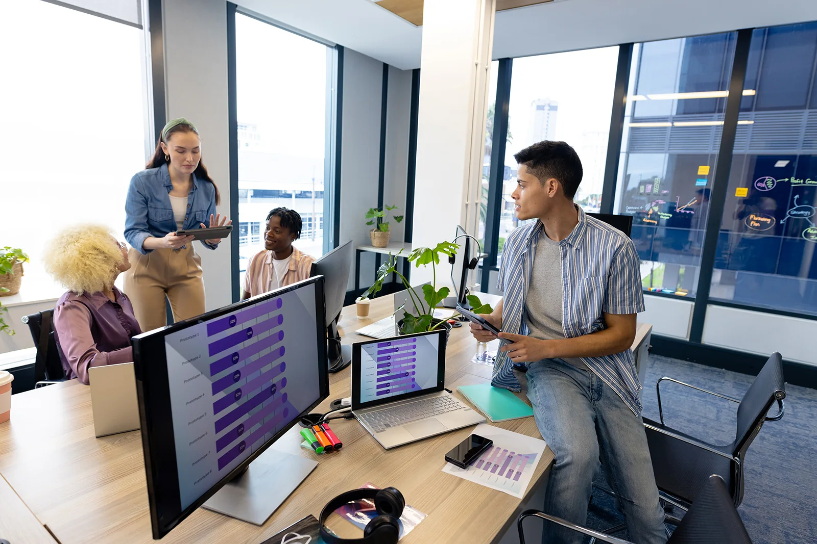 Managed product delivery team collaborating on software development